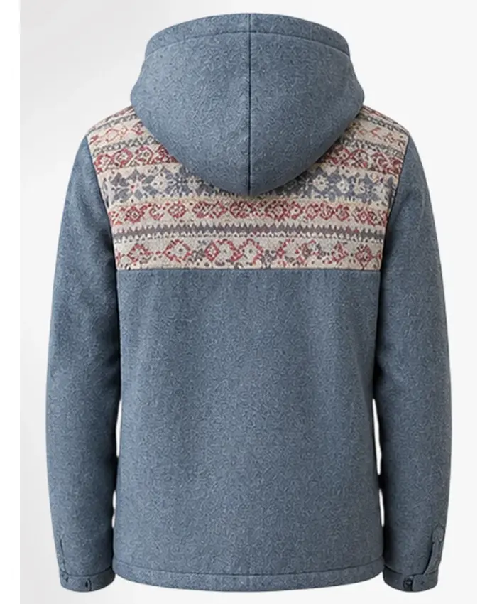 Jake Johnson Movie Wildwood 2026 Grey Hooded Wool Jacket Back