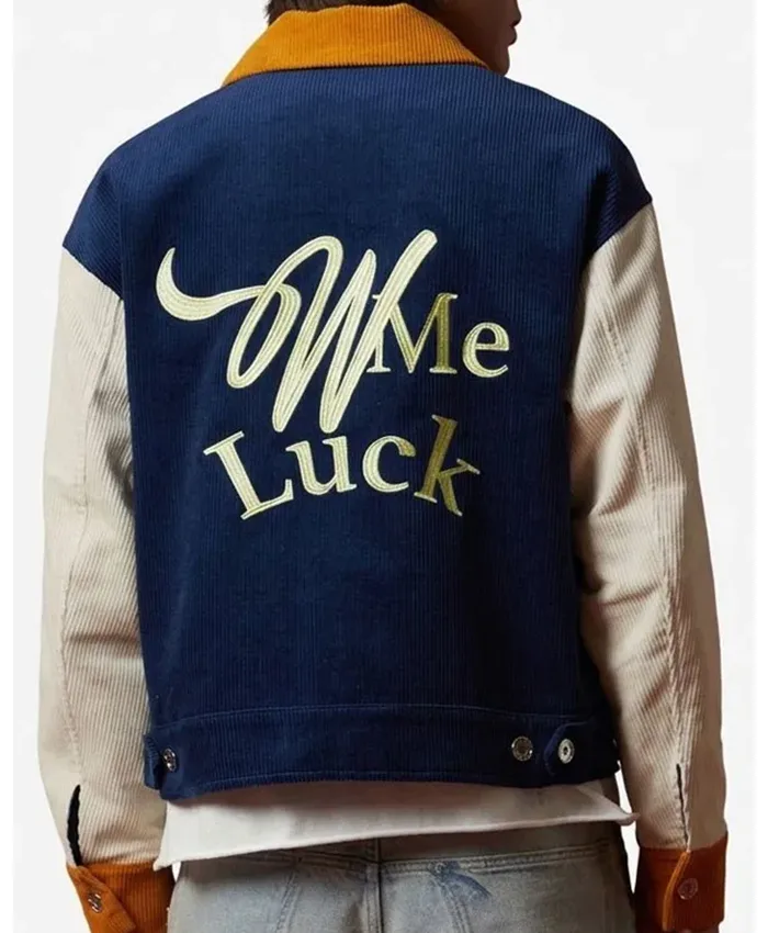Jalen TV Series A Different World 2026 Elijah J. Roberts Blue and Beige Corduroy Jacket Back