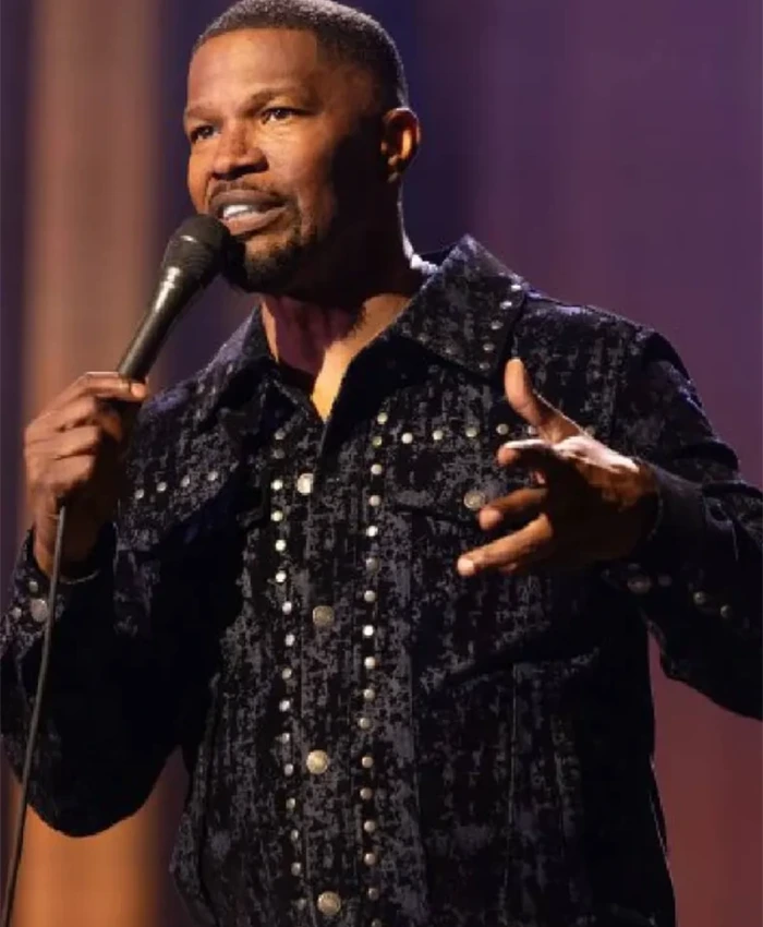Jamie Foxx Take Care of Yourself Stud Denim Trucker Jacket