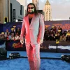 Jason Momoa Movie Street Fighter Premiere 2026 Pink Striped Suit Front View