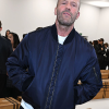 Jason Statham London Fashion Week 2026 Blue Satin Bomber Jacket