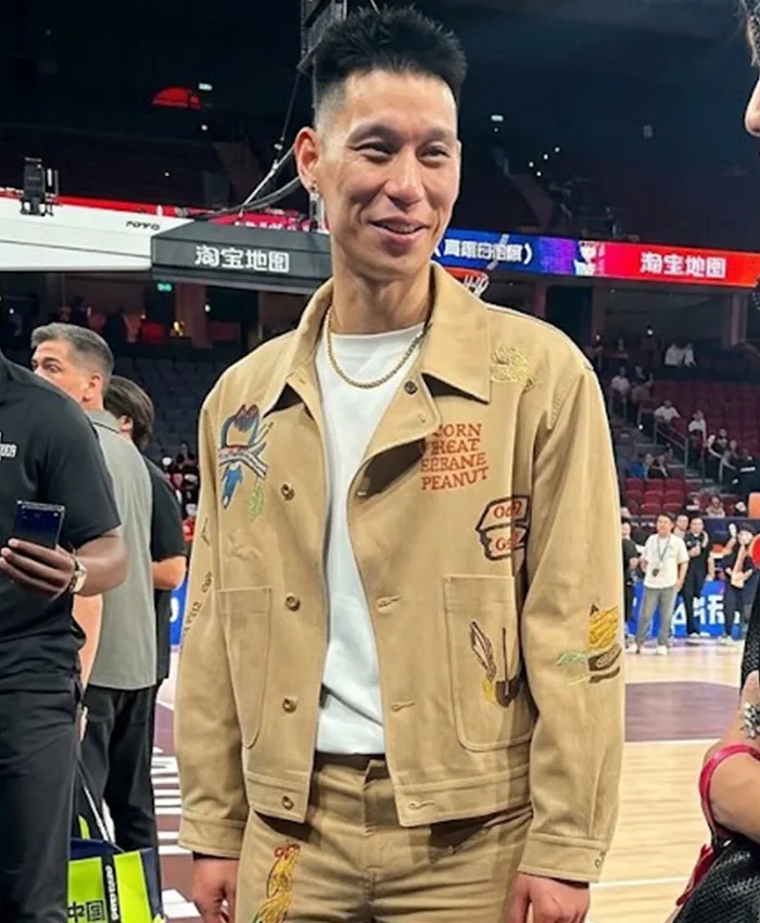 Jeremy Lin NBA China Games 2026 Brown Cotton Worker Jacket On Sale