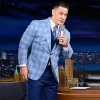 John Cena The Tonight Show Starring Jimmy Fallon Blue Plaid Blazer Front