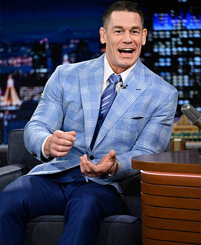 John Cena The Tonight Show Starring Jimmy Fallon Blue Plaid Blazer