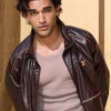 Josh Heuston Paris Fashion Week 2026 LV Brown Leather Jacket Front