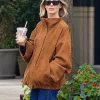 Julianne Hough New York City 2026 Brown Suede Leather Jacket