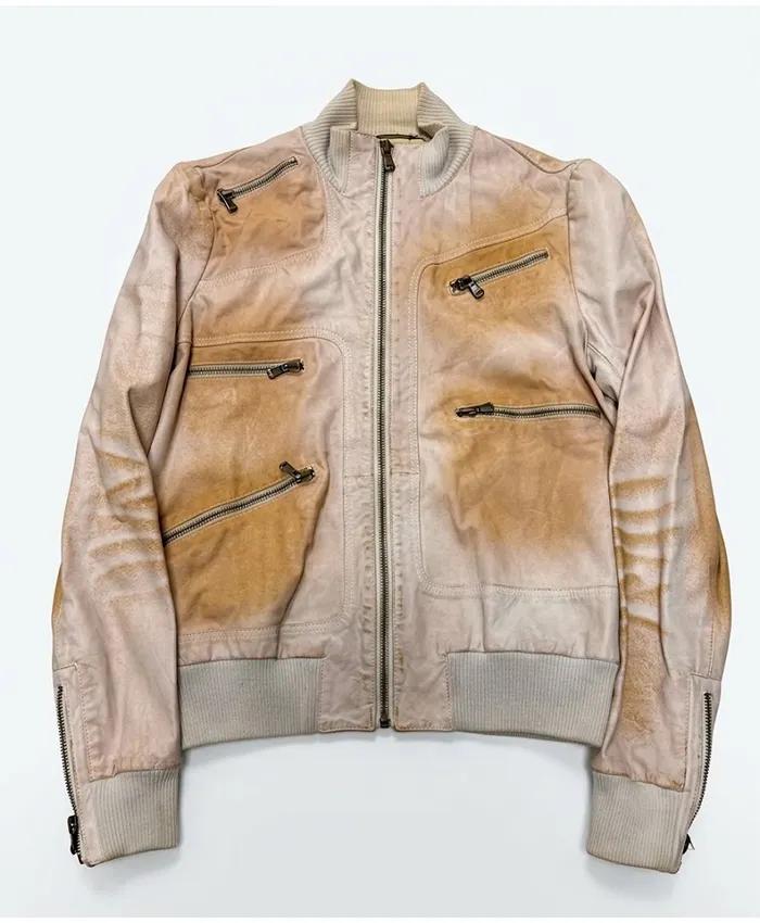 Keonho Dolce & Gabbana Multi Zip Beige Leather Jacket