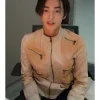 Keonho Multi Zip Beige Leather Jacket