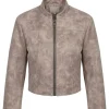 Kiana James WWE SmackDown 2026 Beige Cropped Leather Jacket