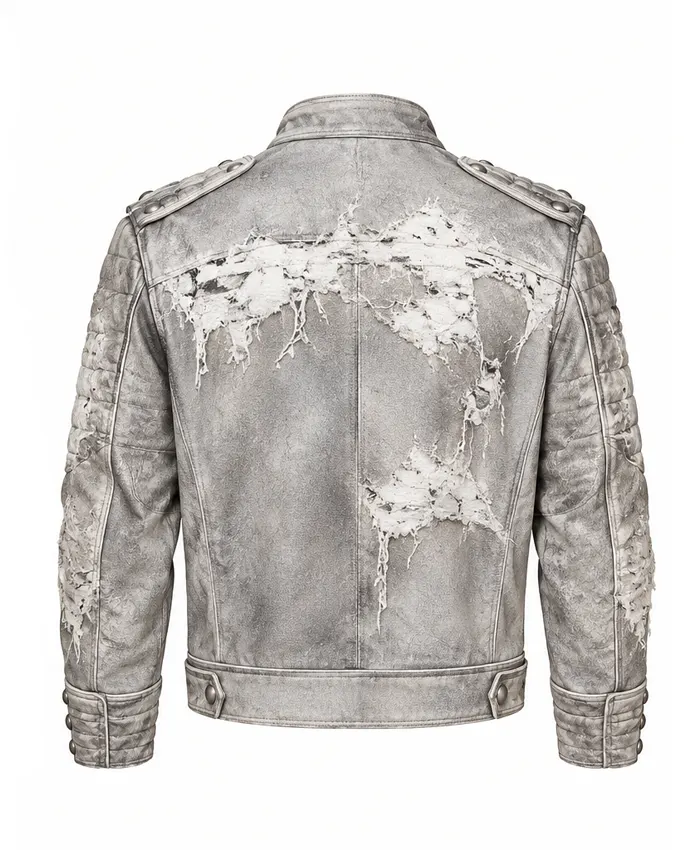 Kim Seok-jin BTS Arirang World Tour Lima 2026 Grey Military Biker Jacket Back