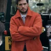 Kit Harington for Kith Winter 2026 Campaign Orange Wool Full Zip Bomber Jacket For Sale