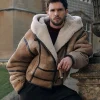 Kit Harington for Kith Winter 2026 Tan Brown Suede Shearling Jacket