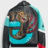 Kith & AVIREX Vancouver Grizzlies Leather Bomber Zip Up Jacket On Sale