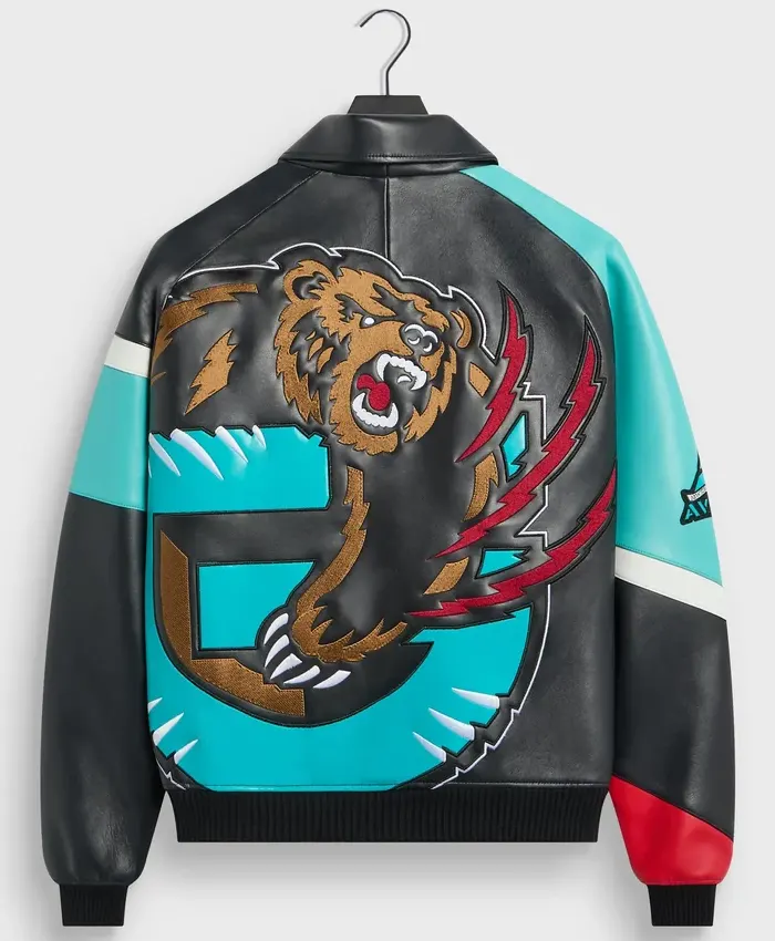 Kith & AVIREX Vancouver Grizzlies Leather Bomber Zip Up Jacket On Sale