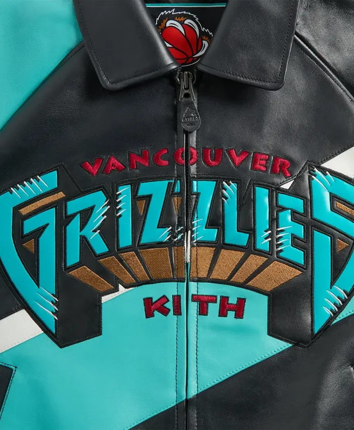 Kith & AVIREX Vancouver Grizzlies Leather Bomber Zip Up Jacket Shop now