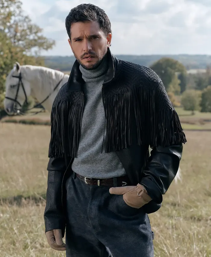 Kith x Kit Harington Winter 2026 Black Leather Fringe Jacket