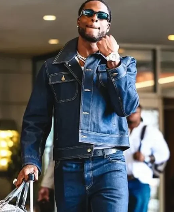 LA Rams Arriving 2026 Davante Adams Blue Denim Jacket On Sale