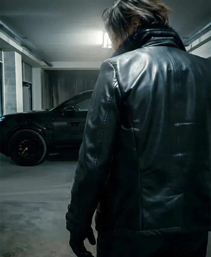 Leon Kennedy Resident Evil 9 Black Leather Jacket On Sale Back View