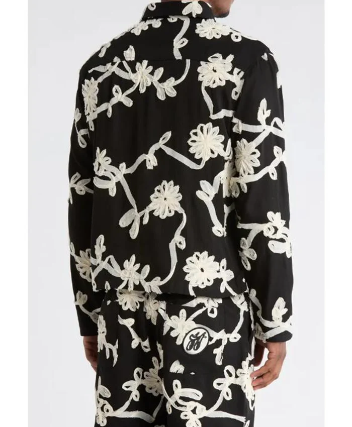 Lewis Stewart TV Series Reasonable Doubt S04 McKinley Freeman Floral Ribbon Embroidered Black Jacket Back