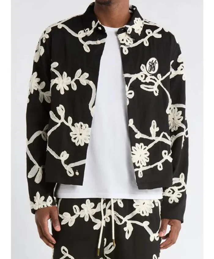 Lewis Stewart TV Series Reasonable Doubt S04 McKinley Freeman Floral Ribbon Embroidered Black Jacket