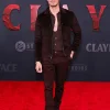 Lewis Tan Movie Clayface Premiere 2026 Dark Brown Suede Leather Jacket