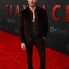 Lewis Tan Movie Clayface Premiere 2026 Dark Brown Suede Leather Jacket Front