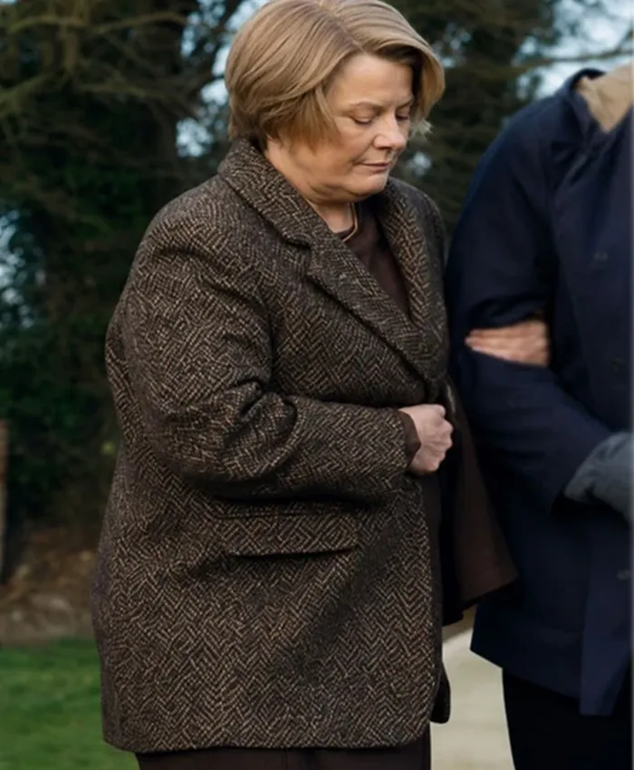 Liz Evans Movie Onwards and Sideways 2026 Brown Wool Coat