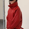 Lola Tung Paris Fashion Week SS27 Red Leather Jacket