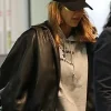 Los Angeles International Airport 2026 Jessica Alba Black Leather Jacket