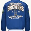 MLB-Milwaukee-Brewers-2026-World-Series-Champions-Satin-Navy-Blue-Embroidered-Varsity-Jacket-back-view