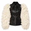 MTV Video Music Awards 2026 Lisa Fur Sleeves Black Leather Jacket Front