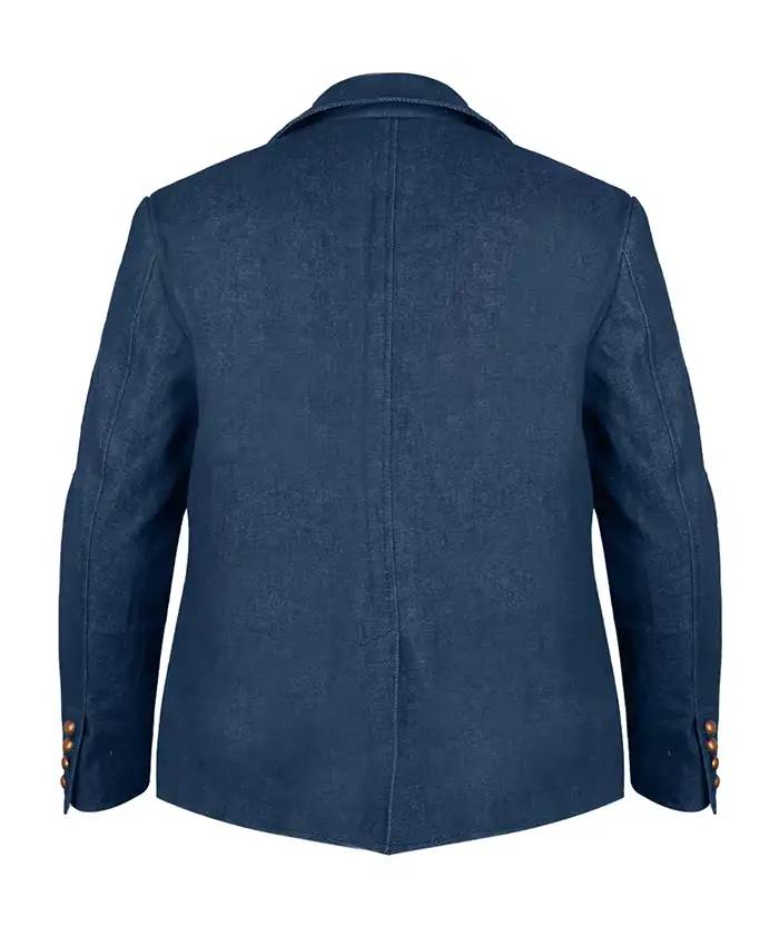 Maeve Harrigan TV Series MobLand 2026 Helen Mirren Blue Denim Blazer Back