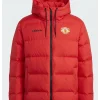 Manchester United Football Club EQT Down Adidas Red Puffer Hooded Coat Front