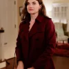 Marcia TV Series Line of Fire 2026 Megan Ferguson Maroon Belted Coat Front