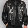 Mark Gonzales Adidas Y-3 x Chito Graphic Black and White Leather Bomber Jacket
