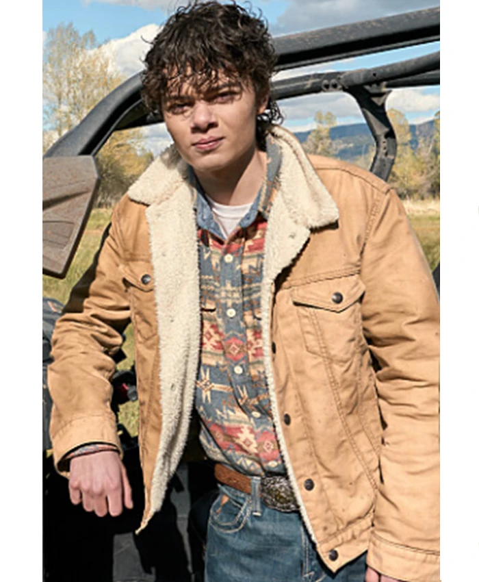 Marshals S02 Tate Dutton Tan Sherpa Trim Jacket