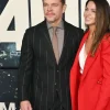 Matt Damon Movie Animals’ Premiere Red Carpet Black Pinstripe Suit Front