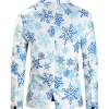 Men’s Christmas White Snowflake Print Suiting Fabric Blazer On Sale