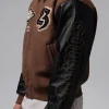Men's Jordan Flight Día de Muertos Brown and Black Varsity Jacket Side View