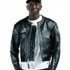Mens Vanson x Planes Black Leather Moto Biker Jacket