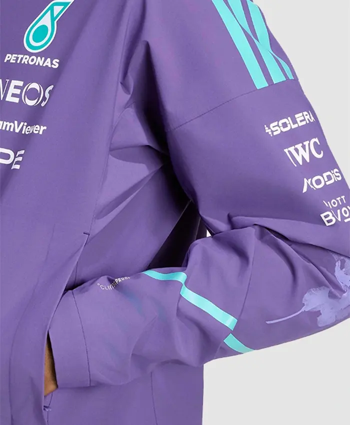 Mercedes-AMG F1 2026 Vanda Bloom Team Purple Hooded Rain Jacket Buy now