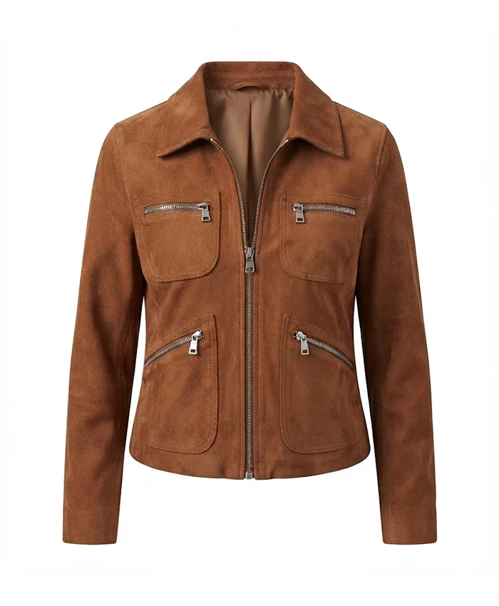 Michelle Morgan TV Series Heartland Samantha Louise Fleming Brown Leather Jacket