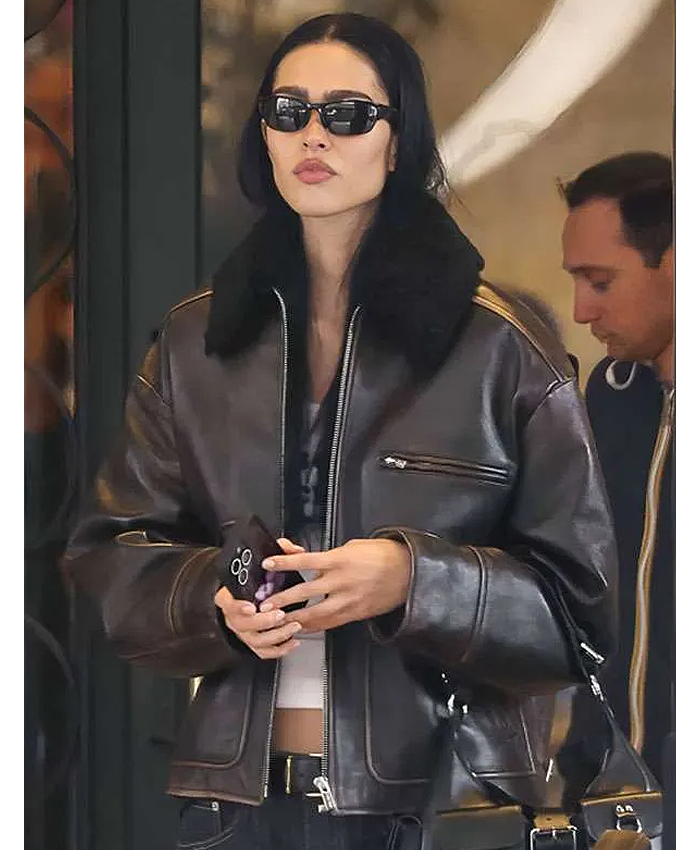 Milan Fashion Week Amelia Gray Hamlin Leather Jacket