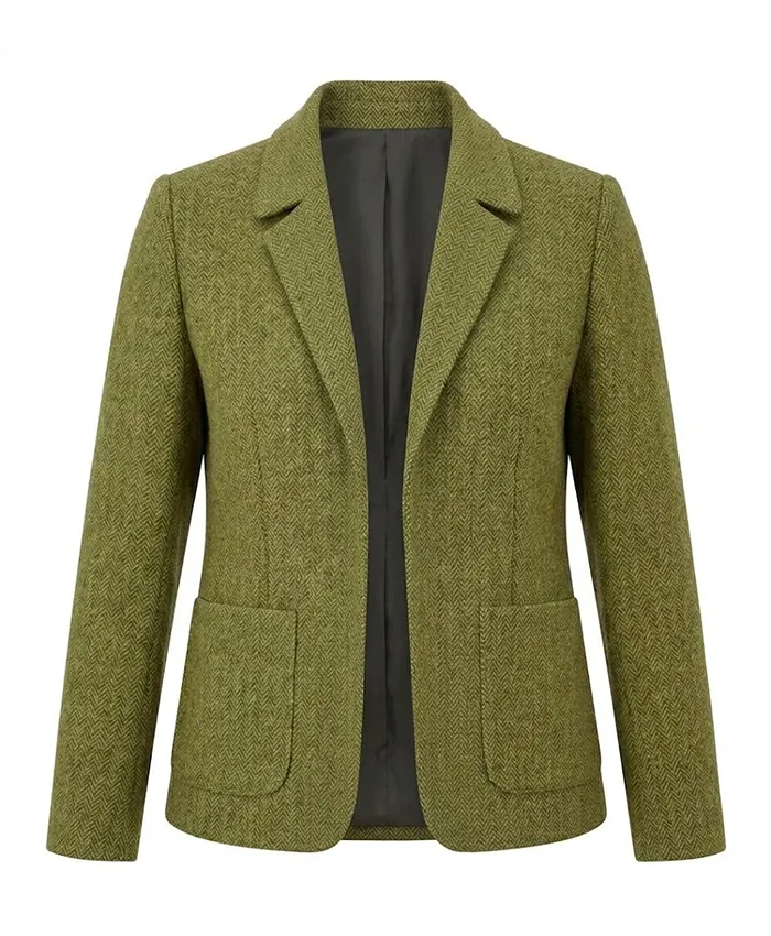 Monica Dolan Movie Onwards and Sideways 2026 Olive Green Wool Jacket