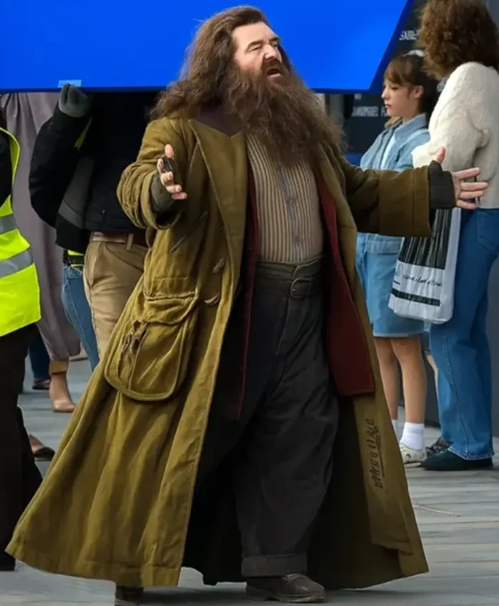 Movie Harry Potter Rubeus Hagrid Nick Frost Green Cotton Coat On Sale