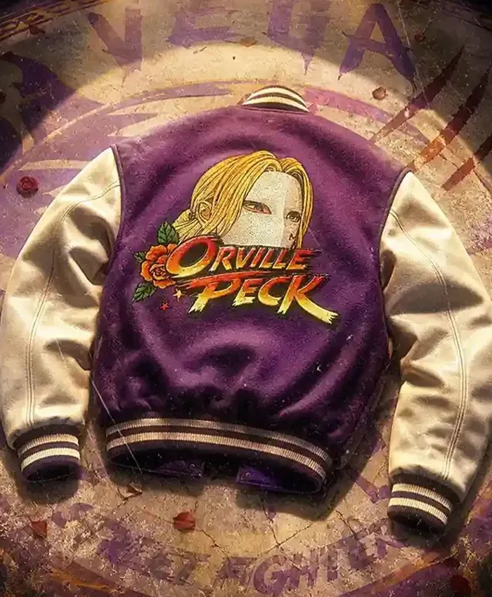 Movie Street Fighter 2026 World Warrior Orville Peck Purple and White Varsity Jacket