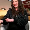 Movie Verity Premiere Night 2026 Anne Hathaway Black Cropped Bomber Jacket