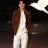 Music Artist Keonho Paris Fashion Week 2026 Brown Suede Jacket