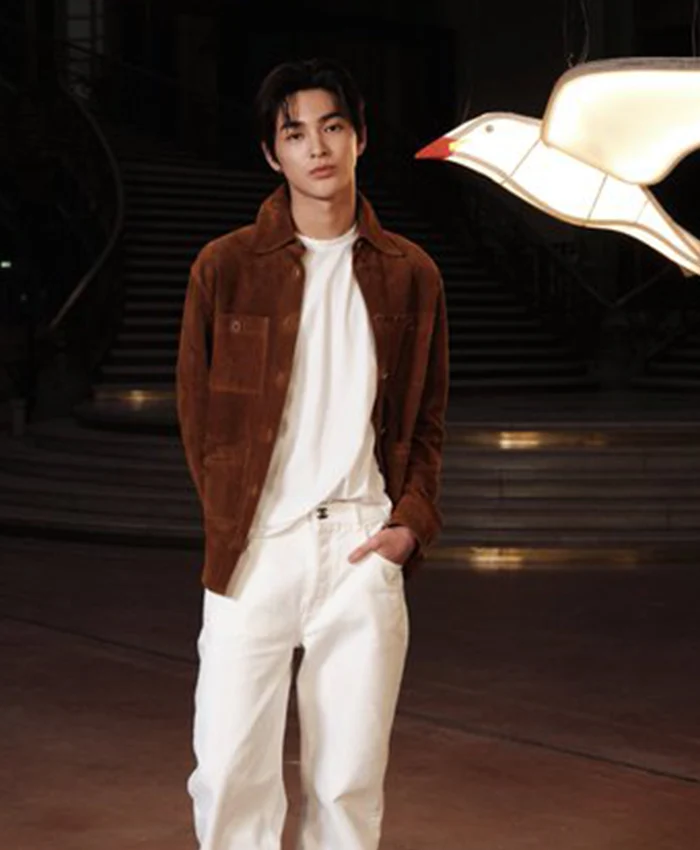 Music Artist Keonho Paris Fashion Week 2026 Brown Suede Jacket