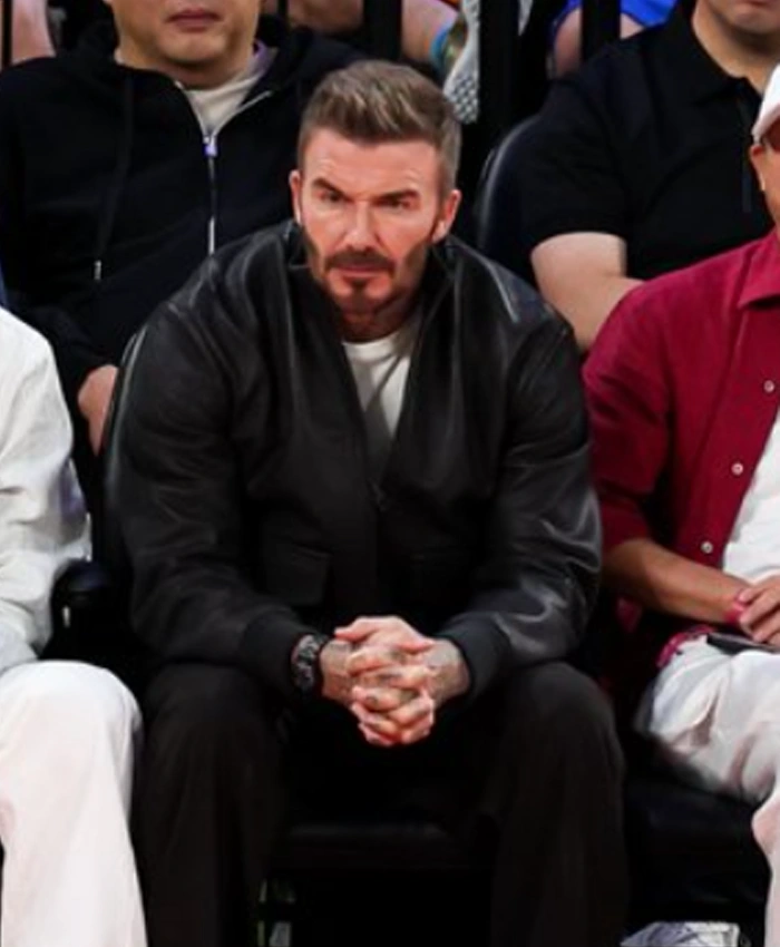 NBA China Game 2026 Houston Rockets vs Dallas Mavericks David Beckham Black Leather Jacket